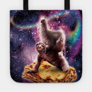 Llama Riding Sloth on Lasagna Tote