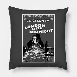 London After Midnight Tribute on Gray Pillow