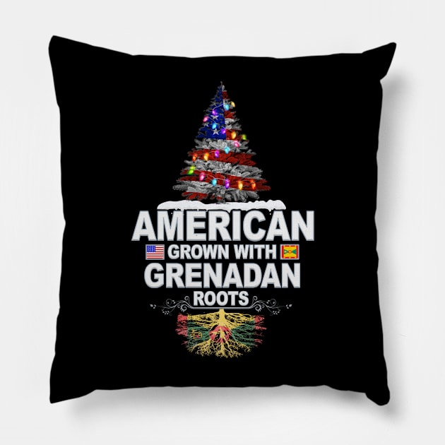 Christmas Tree  American Grown With Grenadan Roots - Gift for Grenadan From Grenada Pillow by Country Flags