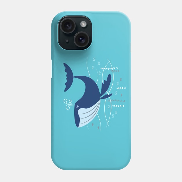 Vintage Blue Whale Phone Case by aglomeradesign