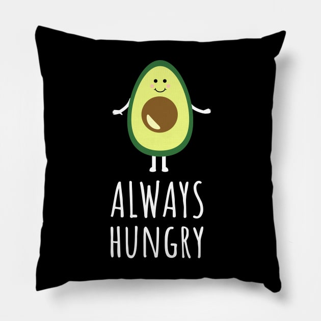 Always Hungry Avocado Illustration Pillow by Sizzlinks