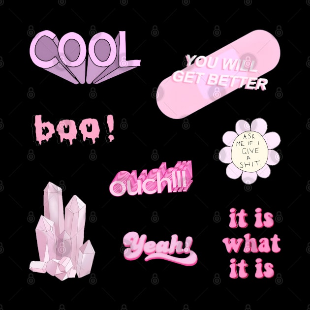 yeah ouch boo cool pink pack sticker by FRH Design