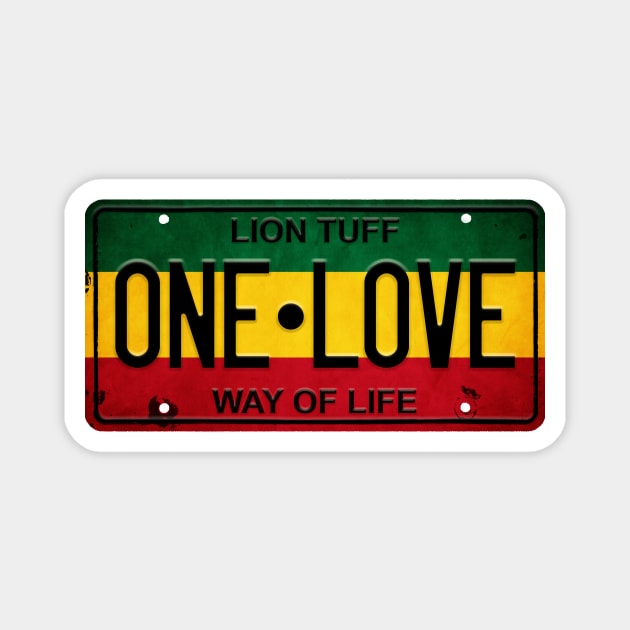 One Love Vintage Rasta License Plate Magnet by LionTuff79