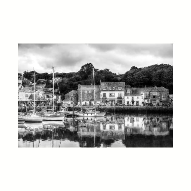 Padstow Harbor Reflection Black And White by tommysphotos