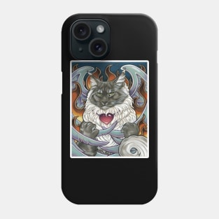 Fiery Phoenix Cat - White Outlined Version Phone Case