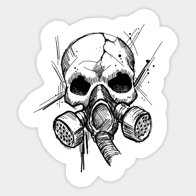 Skull With Gas Mask New School Apocalypse Art