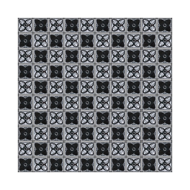 Square flowers - black and grey by crumpetsandcrabsticks