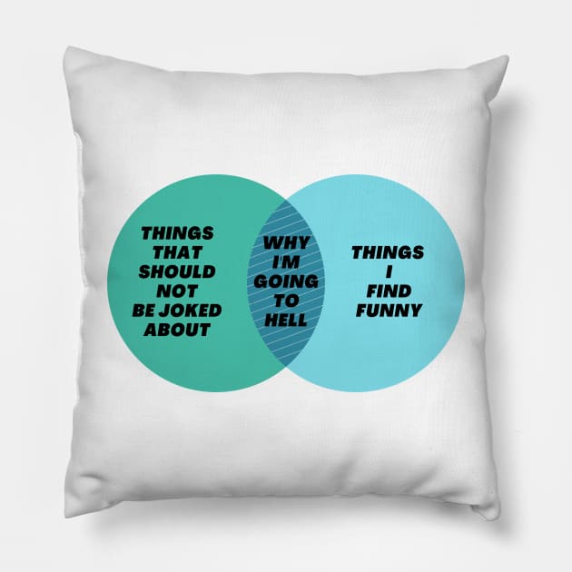 Venn Diagram: Things that should not be joked about - Why I’m going to hell - Why I'm going to hell Pillow by Jean-Claude Venn-Diagram