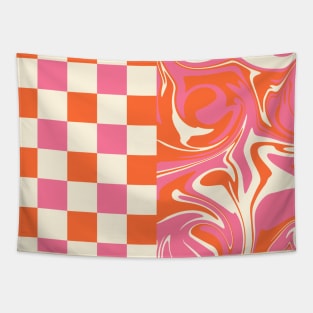 Checks and Swirls - Pink, Orange and Cream Tapestry