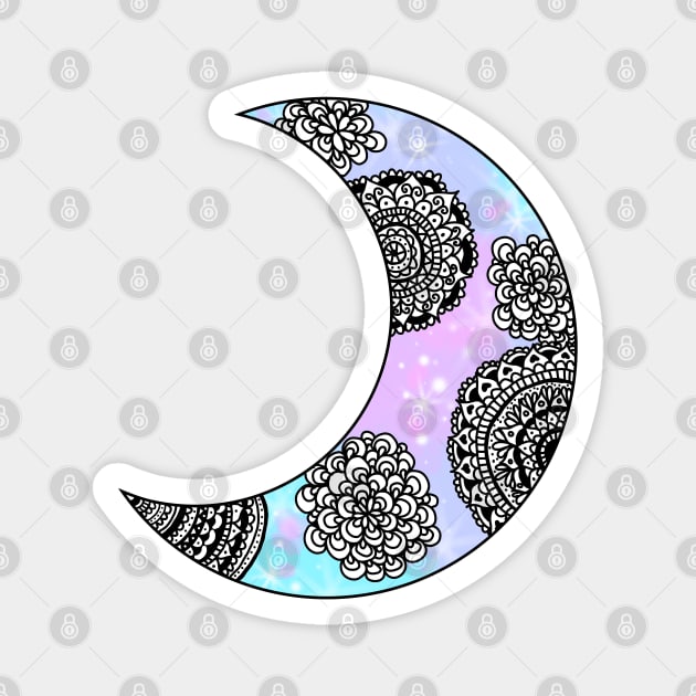 Crescent Moon Mandala Galaxy Magnet by julieerindesigns