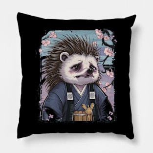 Crestfallen Hedgehog Japanese Art Print Pillow