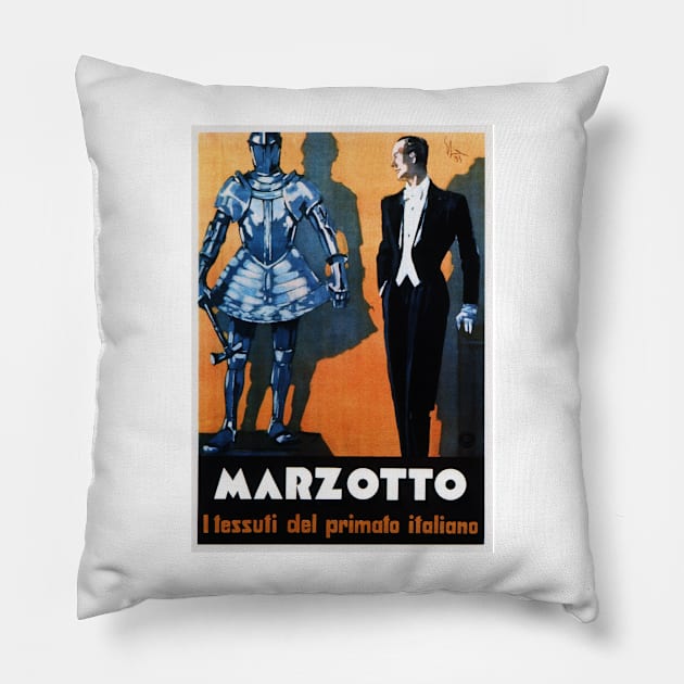 MARZOTTO The Premium Italian Fabric c1933 Vintage Textile and Fashion Advertisement Pillow by vintageposters