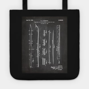 Skiing Skis Patent - Skier Ski Lodge Chalet Art - Black Chalkboard Tote