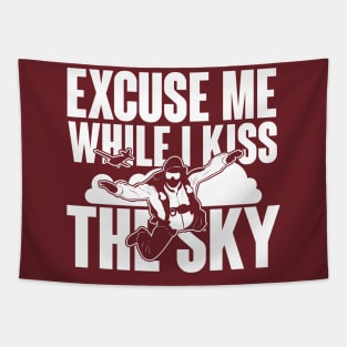 Excuse me while I kiss the sky (white) Tapestry