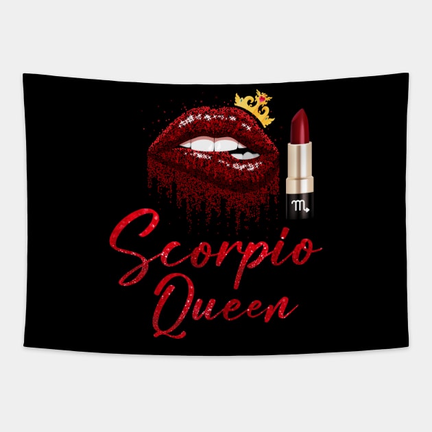 Scorpio Queen Red Lipstick Tapestry by NatalitaJK