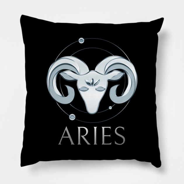 Aries Zodiac Sign Pillow by Author Gemma James