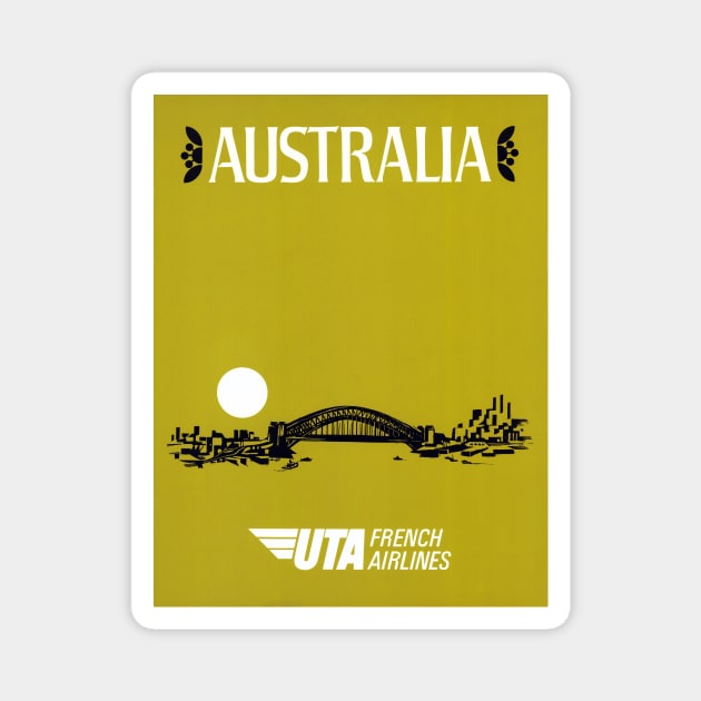 Vintage Travel Poster UTA French Airlines Australia Magnet by vintagetreasure