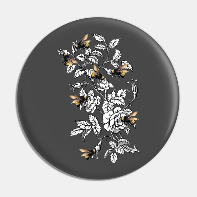 Bees and Roses Pin by VioletGrant