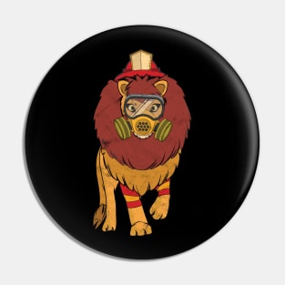 fire brigade fireman lion comic cartoon gift Pin