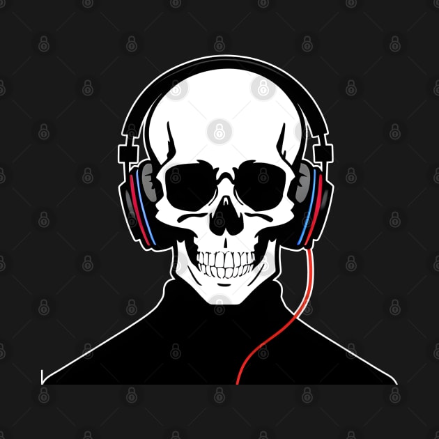 Cool Skull with Headphones | Listening Music by General Corner