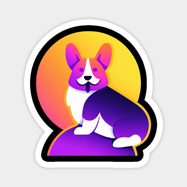 Sunset Corgi Halloween Retro Colorful Magnet by BetterManufaktur