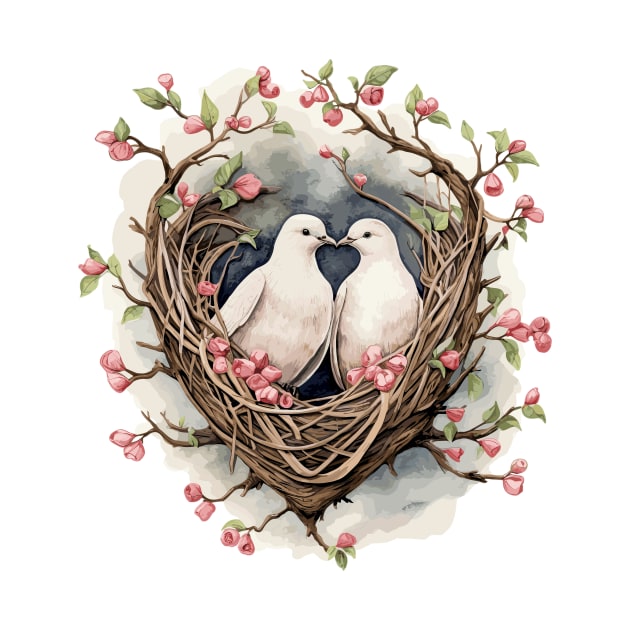 Two Doves in a Nest by erzebeth