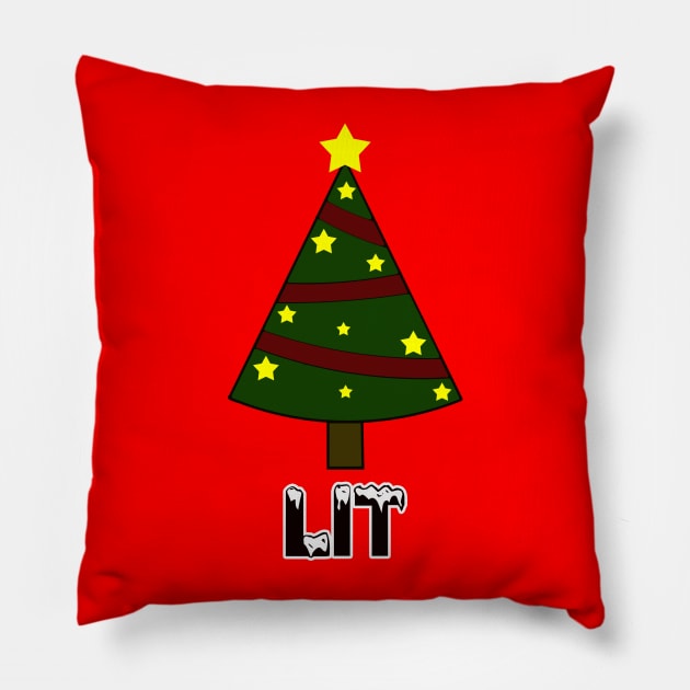 Lit Ugly Christmas Sweater Pun Tree Pillow by charlescheshire