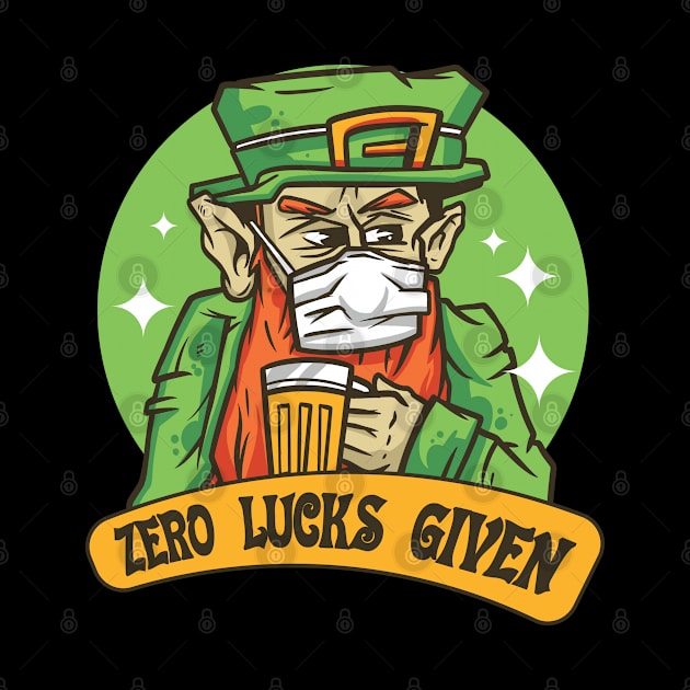 Zero Lucks Given Leprechaun Face Mask St Patrick's Day by az_Designs