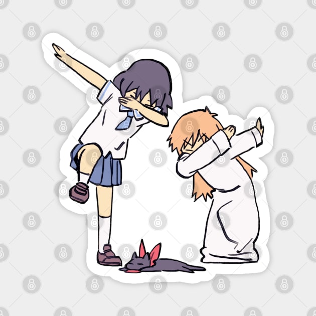 I draw that scene of nano and hakase dabbing on sakamoto / funny nichijou meme Magnet by mudwizard