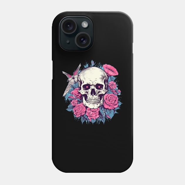 Skull Roses and Wings Phone Case by TOKEBI