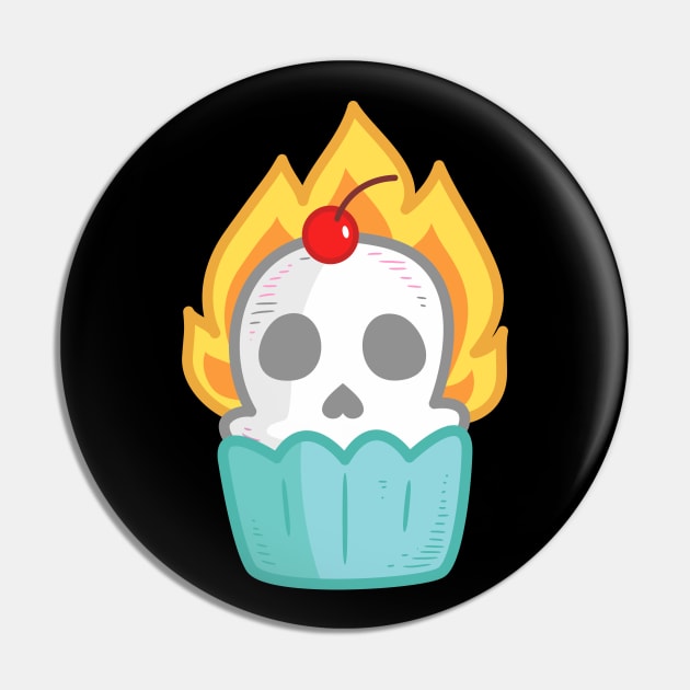 SKULL cupcake with a cherry on top. YUMMY kawaii cupcake  - goth SPOOPY Pin by originalsusie