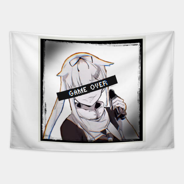 GAME OVER Anime Glitch Aesthetic Tapestry by valival