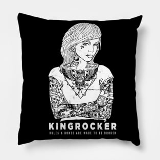 Blonde Girl with tattoo sleeves Pillow