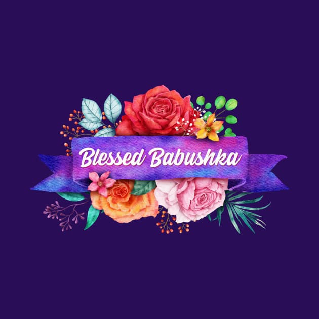 Blessed Babushka Floral Design with Watercolor Roses by g14u