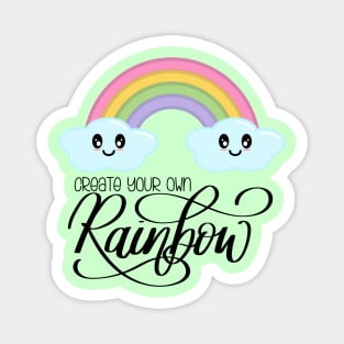 Create Your Own Rainbow with Kawaii Cute Clouds in Green Magnet