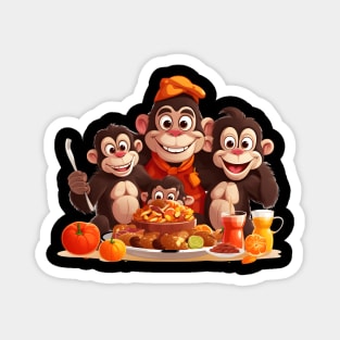 Monkey Family Thanksgiving Magnet