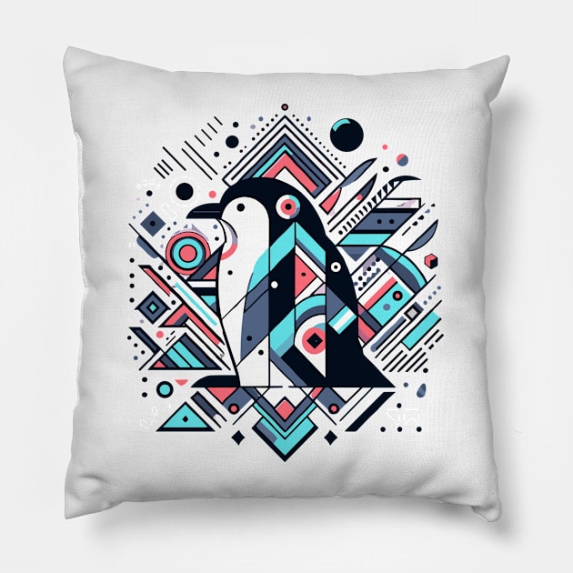 Abstract Animal Penguin 3 Pillow by sapphire seaside studio