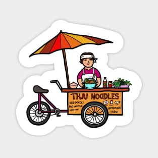 Street food vendor selling Thai noodle. Asian outdoor healthy eating. Magnet