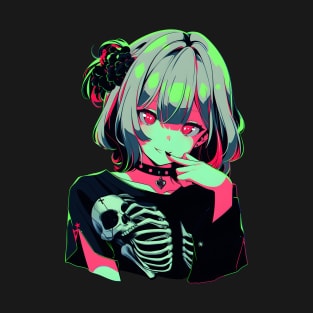 Cute Kawaii Anime Skull Girl T-Shirt