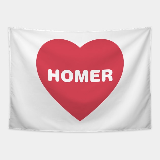 Homer Red Heart in Bold Font Tapestry by modeoftravel