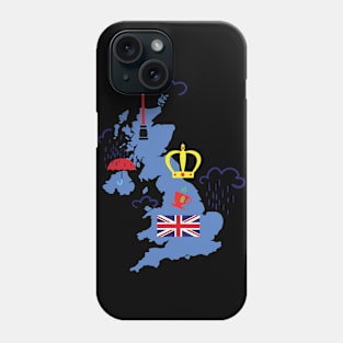 Map of UK with typical Phone Case