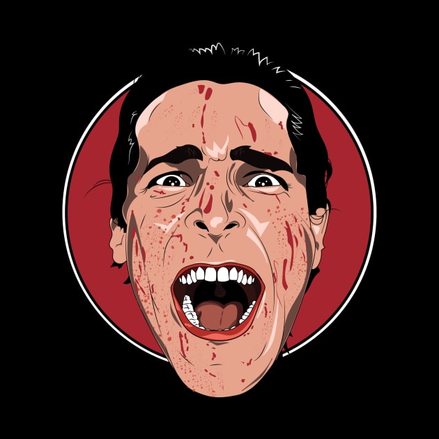 American Psycho Bloody Face Cartoon by zdburrage