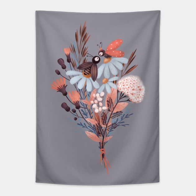 Flowers and butterflies Tapestry by Elena Amo