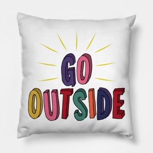 Go Outside Block Letters Pillow