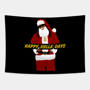 Happy Holla Days Hip Hop Black Santa Claus Tapestry