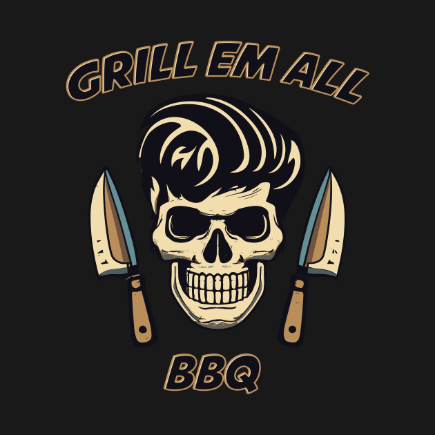 Grill em all. BBQ skull and knifes by Kingrocker Clothing