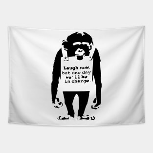 BANKSY Monkey Laugh Now But One Day We'll Be In Charge Tapestry