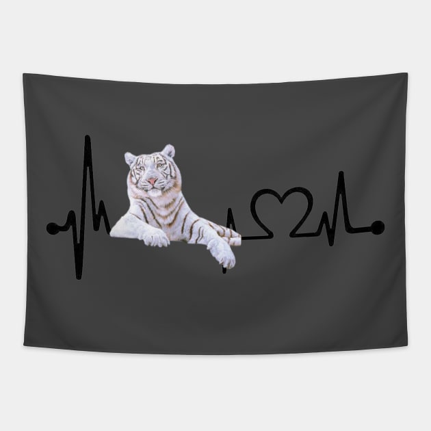 White Tiger Heartbeat Art Gift Tshirt Fridays For Future Tapestry by gdimido