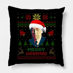 woodrow Wilson Merry Woodmas Funny Christmas Pillow