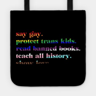 Say Gay Protect Trans Kids Read Banned Books Tote